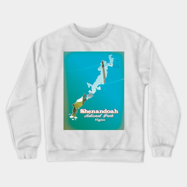 Shenandoah National Park map Crewneck Sweatshirt by nickemporium1